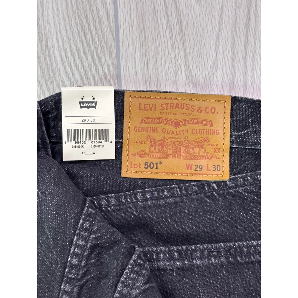 Levis 501 Original Mens 29x30 Black Lightweight Denim Straight Leg Jeans - Picture 4 of 8